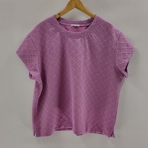 Mary Square Blouse XXL Quilted Short Sleeve Purple
